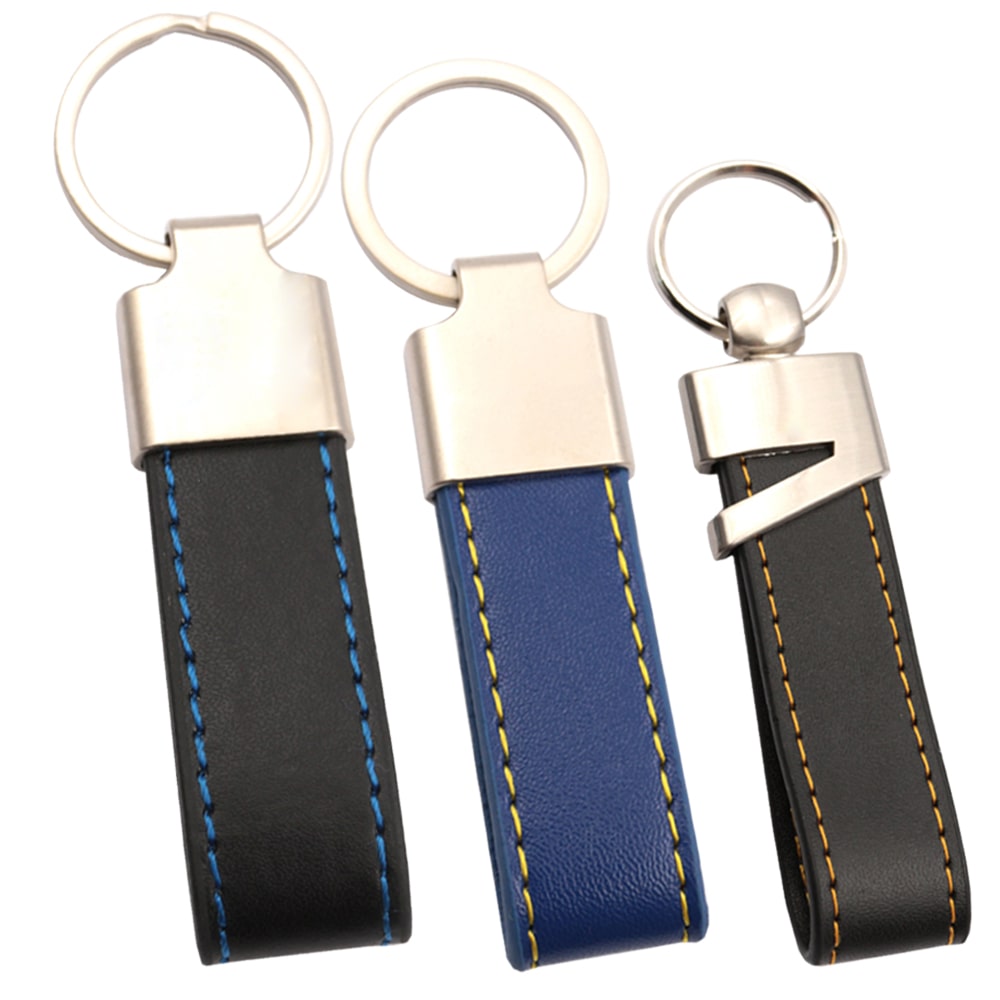 Custom sublimation logo luxury pu leather keychain