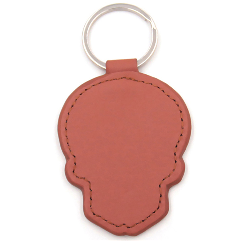 Skull leather keychain