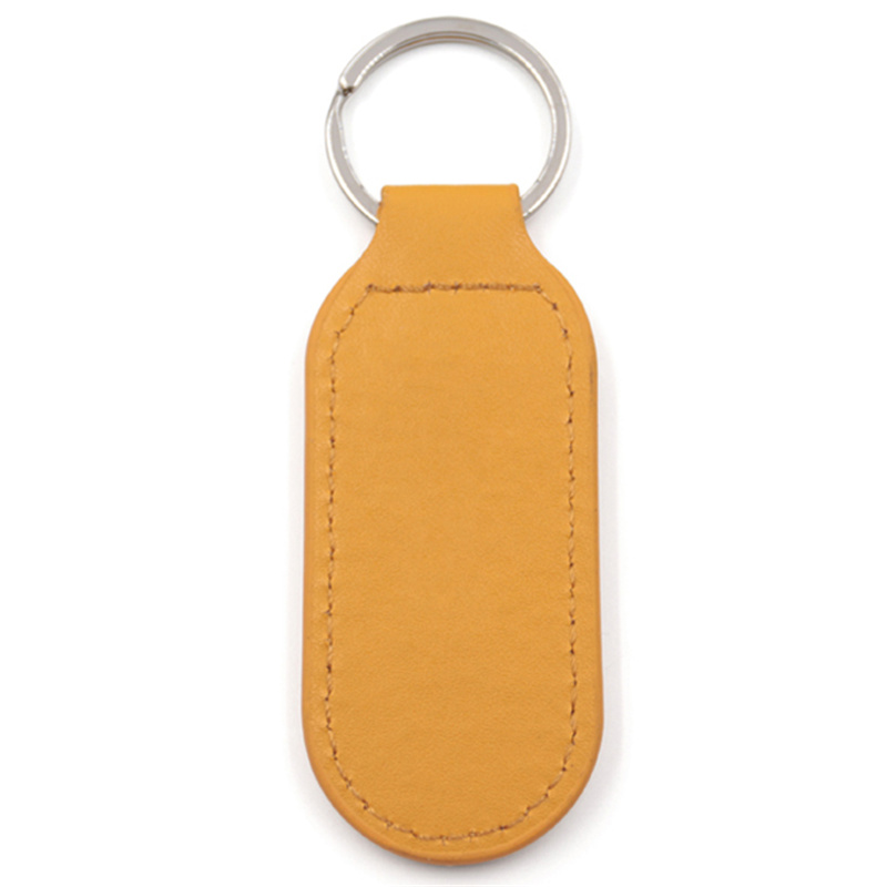 yellow leather keychain