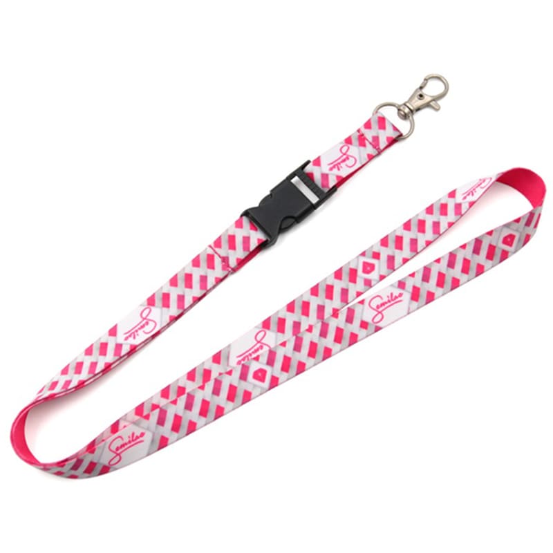 Pink polyester lanyard