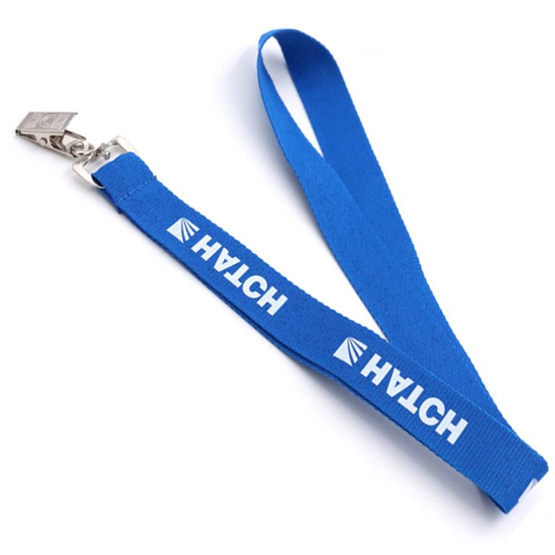 Blue nylon lanyard