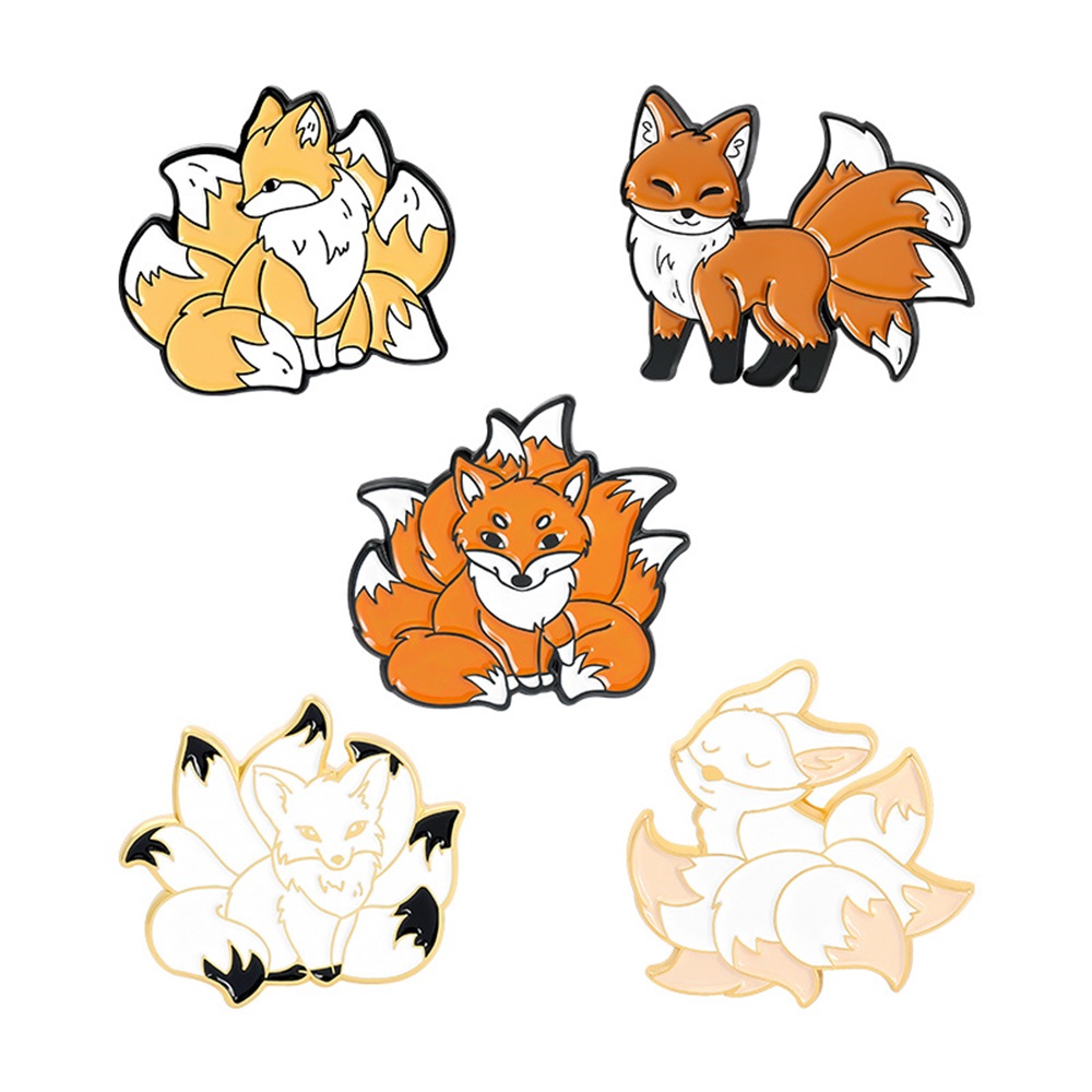 Cute fox enamel badge
