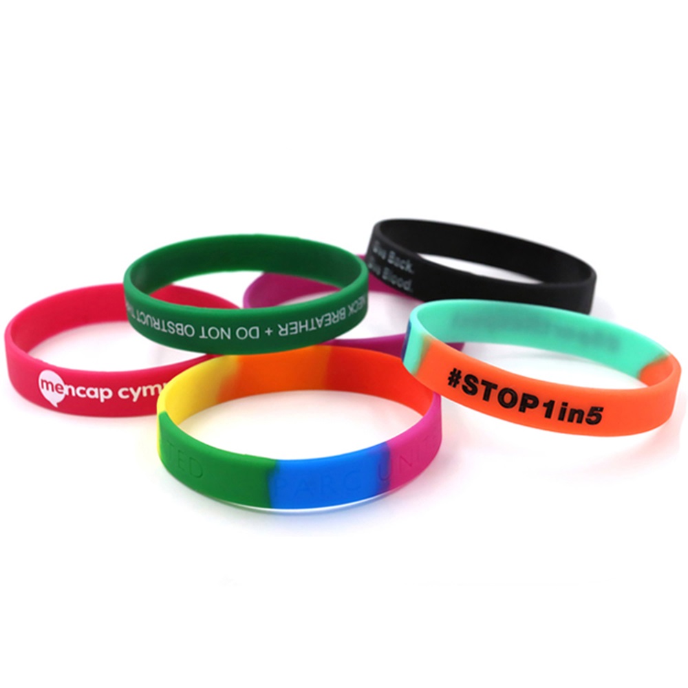 Rainbow rubber silicone wristband