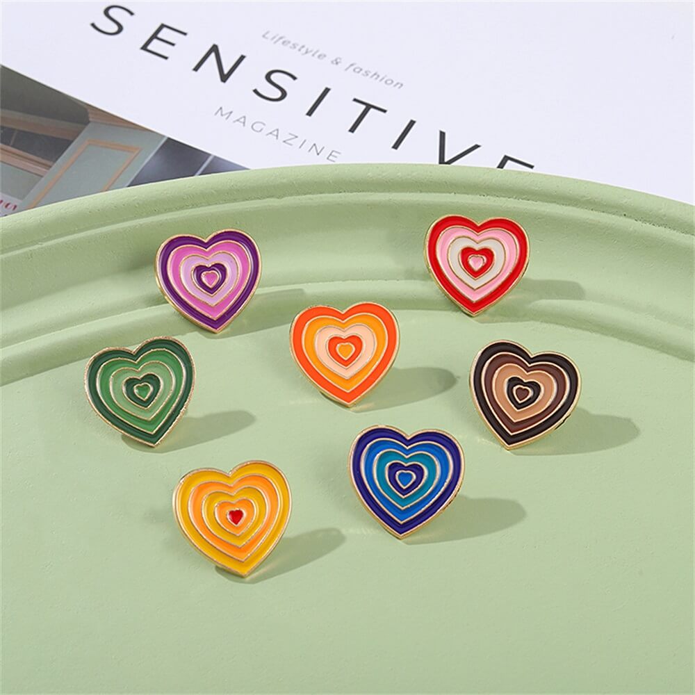 Love heart enamel pins