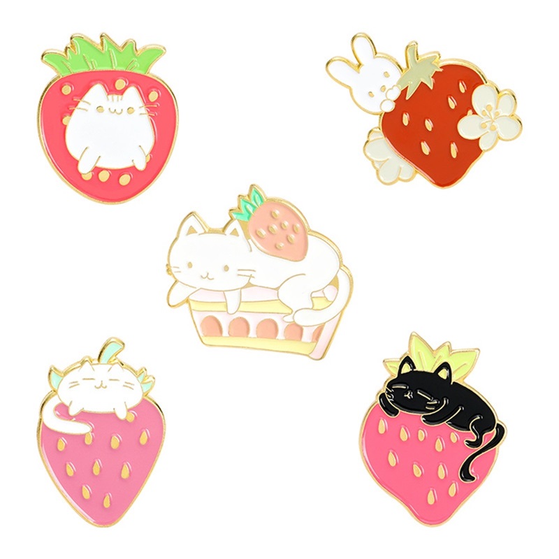 Strawberry pin badges