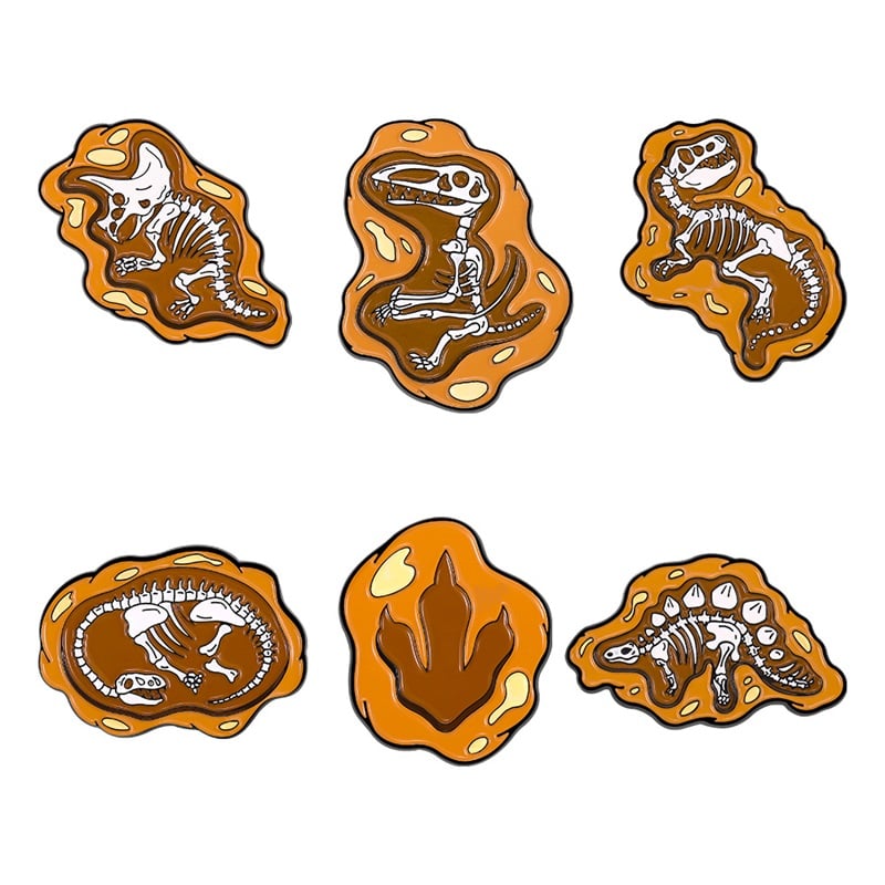 Dinosaur fossil enamel pins