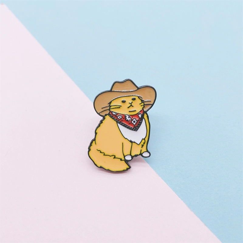 Orange cat enamel pins