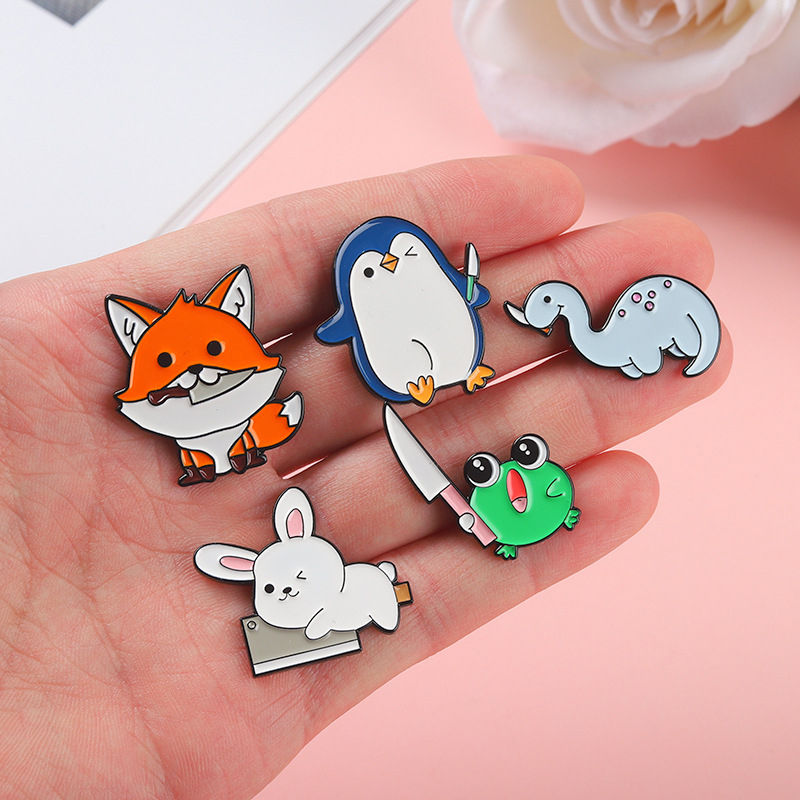 Penguin Knife Enamel Pins