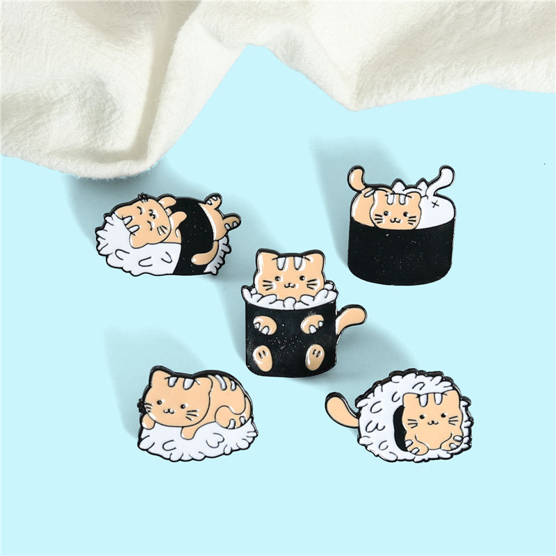 cat sushi enamel pin