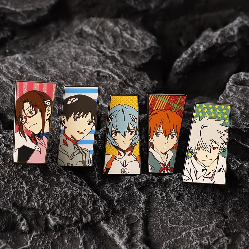 Anime glitter enamel pins